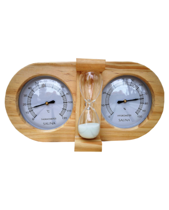 Termometro E Igrometro In Legno Per Sauna: Doppia Scala Temperatura E Umidità, Accessorio Classico Da Parete (24 X 13,2 X 3 Cm)