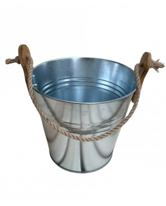 Secchio per sauna zincato con manici in legno, 10 L ACCESSORI PER LA SAUNA