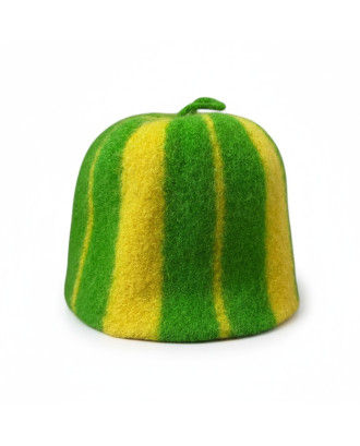 Cappello da sauna a righe verde - giallo, 100% lana ACCESSORI PER LA SAUNA