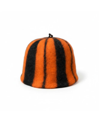 Cappello da sauna a righe marroni e arancioni, 100% lana ACCESSORI PER LA SAUNA