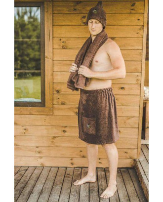 Grembiule da sauna per uomo MARRONE 55 x 150 cm