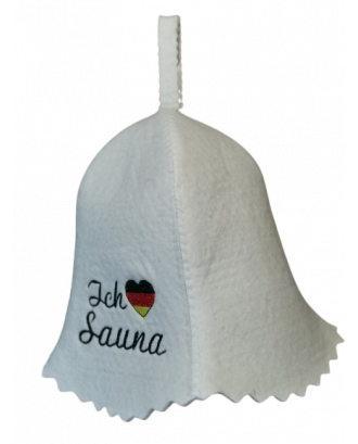 Cappello da sauna- Ich Liebe Sauna, 100% lana