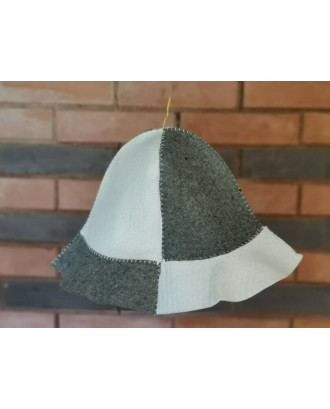 Cappello da sauna - Grigio e bianco, 100% lana ACCESSORI PER LA SAUNA