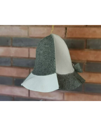 Cappello da sauna - Grigio e bianco, 100% lana ACCESSORI PER LA SAUNA