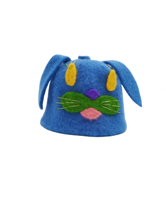 Cappello sauna per bambini coniglietto, blu, 100% lana ACCESSORI PER LA SAUNA