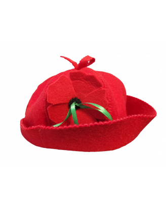 Cappello da sauna - Fiore rosso, 100% lana ACCESSORI PER LA SAUNA