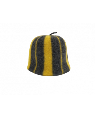 Cappello da sauna a righe nero giallo, 100% lana