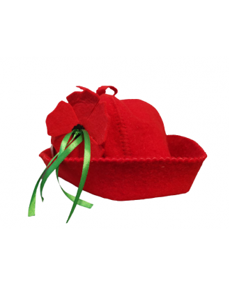 Cappello da sauna - Fiore rosso, 100% lana ACCESSORI PER LA SAUNA