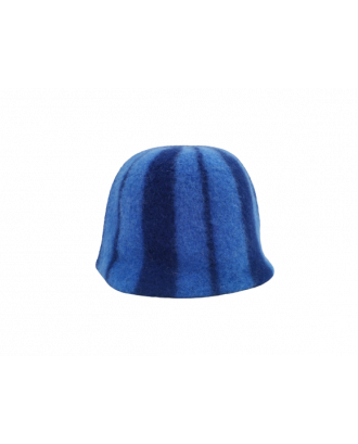 Cappello Sauna - blu a righe, 100% lana