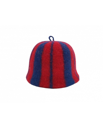 Cappello da sauna a righe blu rosso, 100% lana