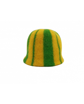 Cappello da sauna a righe verde - giallo, 100% lana