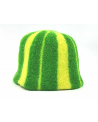 Cappello da sauna a righe verde - giallo, 100% lana ACCESSORI PER LA SAUNA