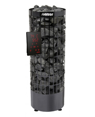Stufa elettrica per sauna Harvia Cilindro PC70XE, 6,8kW, nera, con unità di controllo