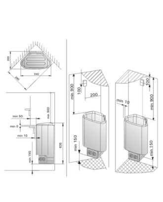 Riscaldatore elettrico per sauna Harvia Delta D23, 2,3 kW, nero, con controllo integrato RISCALDATORI ELETTRICI PER SAUNA
