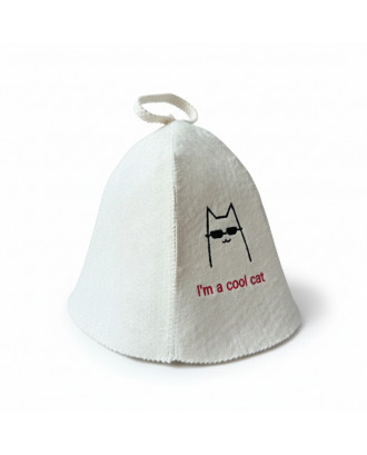 Cappello da sauna - gatto, bianco ACCESSORI PER LA SAUNA