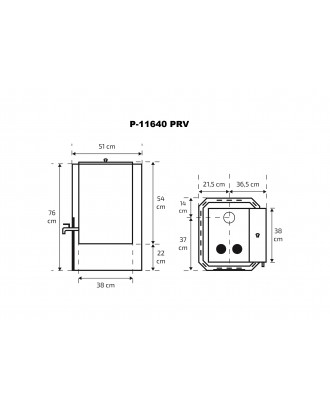 Riscaldatore per sauna Skamet – P-11640 PRV, Scaldabagno - Destro, con vetro STUFE A LEGNA PER SAUNA