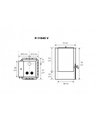 Stufa per sauna SKAMET P-11640V Serbatoio dell'acqua - sinistro STUFE A LEGNA PER SAUNA