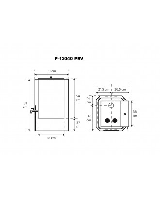 Riscaldatore per sauna Skamet – P-12040 PRV, Scaldabagno - Destro, con vetro STUFE A LEGNA PER SAUNA