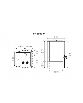 Stufa per sauna SKAMET P-12040V Serbatoio dell'acqua - sinistro STUFE A LEGNA PER SAUNA