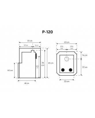 Stufa per sauna – Scaldabagno SKAMET P-120BTGL - indietro STUFE A LEGNA PER SAUNA