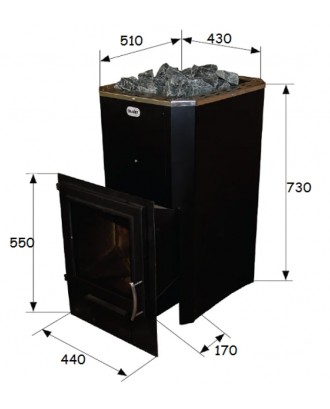Riscaldatore per sauna Skamet – PT-216 GL, con vetro STUFE A LEGNA PER SAUNA