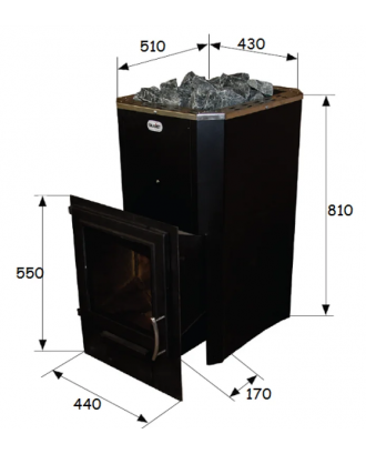 Riscaldatore per sauna Skamet – PT-220 GL, con vetro STUFE A LEGNA PER SAUNA