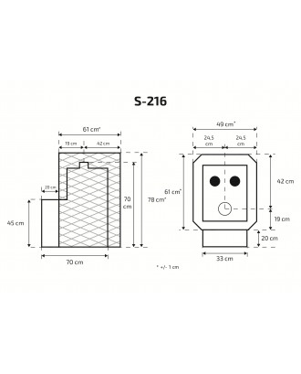Stufa per sauna SKAMET S-216BVGL scaldabagno - sinistra STUFE A LEGNA PER SAUNA
