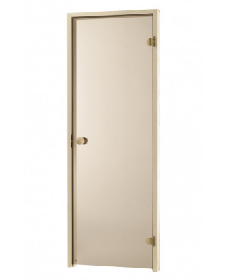 Porta sauna 70x190 cm bronzo, 8 mm, 2 anelli, pioppo tremulo, rullo