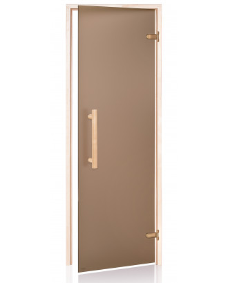 Annuncio porta sauna naturale, pioppo tremulo, bronzo opaco, 70x210 cm