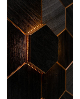 Elemento decorativo Hexa Black Thermo, Abachi, LED ILLUMINAZIONE SAUNA E HAMMAM