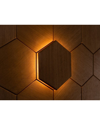 Elemento decorativo Hexa Thermo, Abachi, LED ILLUMINAZIONE SAUNA E HAMMAM