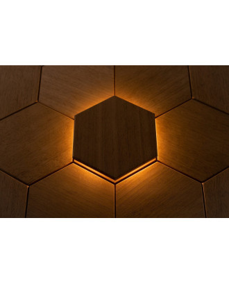 Elemento decorativo Hexa Thermo, Abachi, LED ILLUMINAZIONE SAUNA E HAMMAM