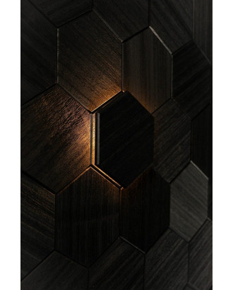 Elemento decorativo Hexa Nero, Abachi, LED ILLUMINAZIONE SAUNA E HAMMAM