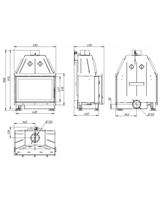 Inserto per camino Ecokamin Alfa 700-150 12 kW CAMINETTI