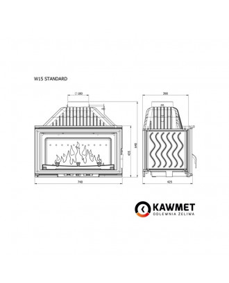 Inserto per camino KAWMET W15 13,5 kW ECO CAMINETTI